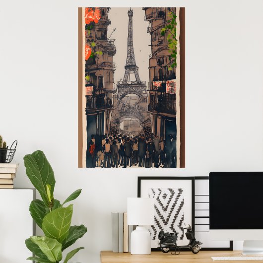 Eiffel Tower Sketch | Minimalistische Pariser Kuns Poster (Heimbüro)