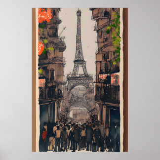 Eiffel Tower Sketch | Minimalistische Pariser Kuns Poster