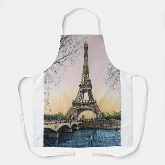 Eiffel Tower Sketch – Paris Landmark  Schürze (Vorderseite)