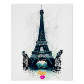 Eiffel Tower Sketch Print, Line Drawing, Paris Poster (Vorderseite)