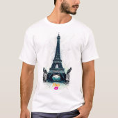 Eiffel Tower Sketch Print, Line Drawing, Paris T-Shirt (Vorderseite)