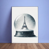 Eiffel Tower Snow Globe Poster