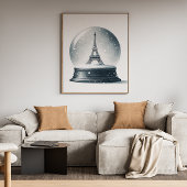 Eiffel Tower Snow Globe Poster