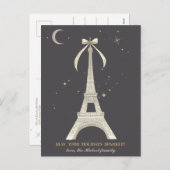 Eiffel Tower Sparkling Feiertagspostkarte (Vorne/Hinten)