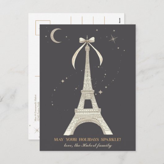 Eiffel Tower Sparkling Feiertagspostkarte (Vorne/Hinten)