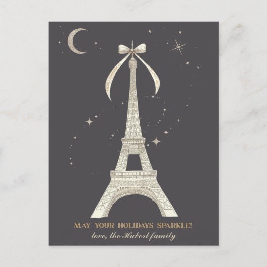 Eiffel Tower Sparkling Feiertagspostkarte (Vorderseite)