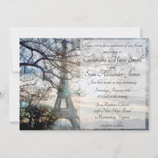 Eiffel Tower Spring Sunrise Watercolor Einladung (Vorderseite)