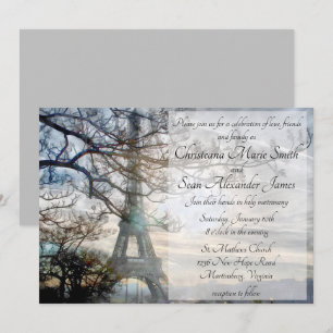 Eiffel Tower Spring Sunrise Watercolor Einladung
