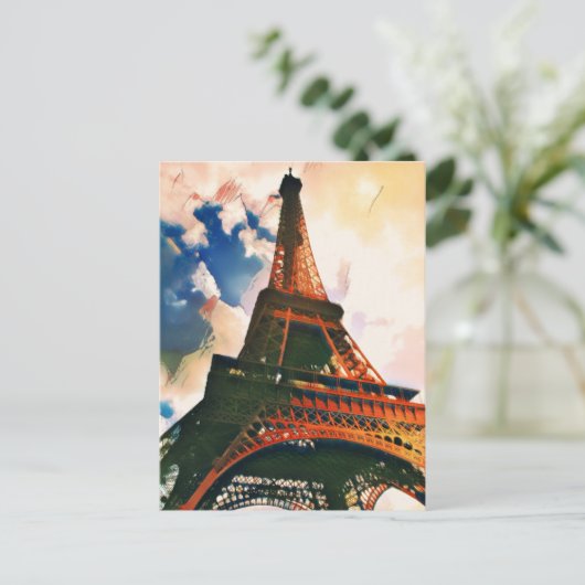 Eiffel Tower ukiyo-e Postkarte (Stehend Vorderseite)