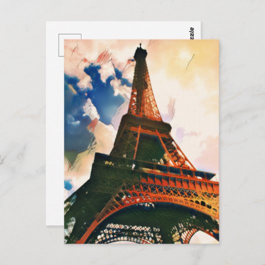 Eiffel Tower ukiyo-e Postkarte (Vorne/Hinten)