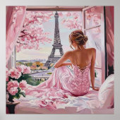 Eiffel Tower View in Pink Poster (Vorne)