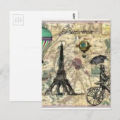 Eiffel Tower vintage Paris Postkarte (Vorne/Hinten)