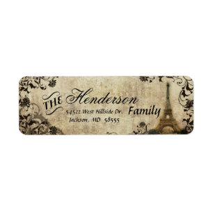 Eiffel Tower Vintage Wedding Return Address Label