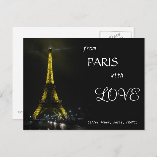 EIFFEL TOWER - von Paris mit LIEBE Postkarte (Vorne/Hinten)