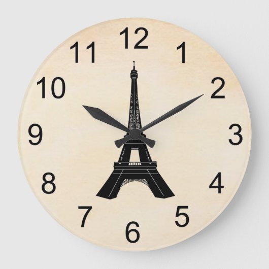 Eiffel Tower Wall Clock Große Wanduhr (Vorderseite)