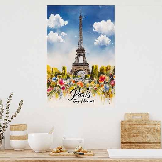 Eiffel Tower Watercolor Dream Poster (Küche)