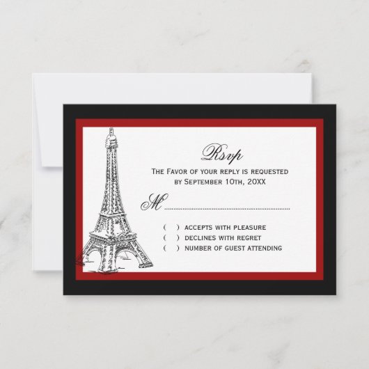 Eiffel Tower Wedding RSVP Cards Karte (Vorderseite)