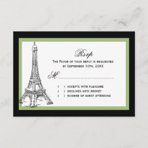Eiffel Tower Wedding RSVP Cards Karte