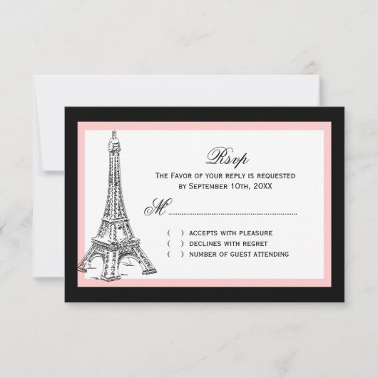 Eiffel Tower Wedding RSVP Cards Karte (Vorderseite)
