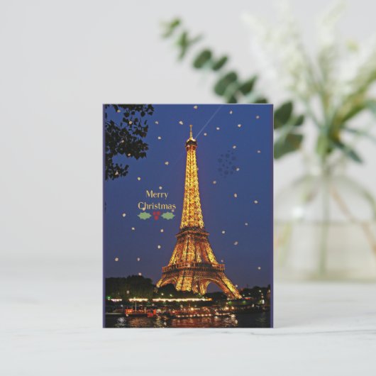 Eiffel Tower Weihnachten Postkarte (Stehend Vorderseite)