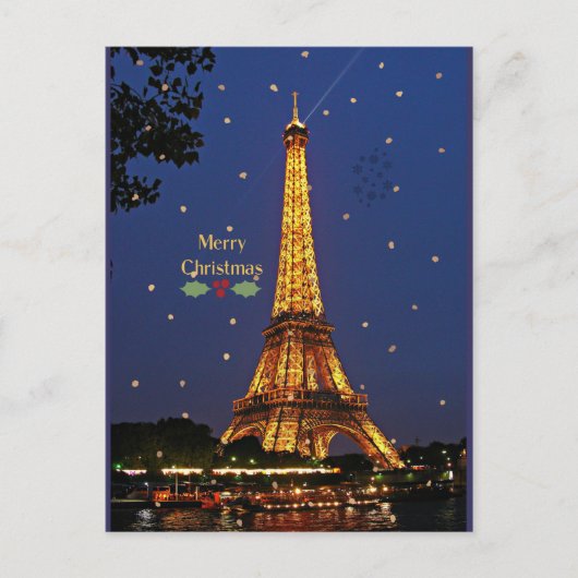 Eiffel Tower Weihnachten Postkarte (Vorderseite)
