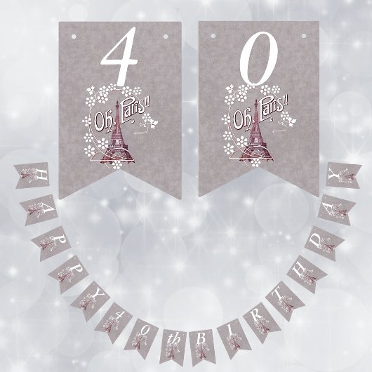 Eiffel Tower White Daisy Blume Grau Geburtstag Wimpelkette