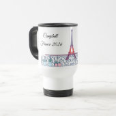 Eiffel Tower Window View Minimalist French Reisebecher (Vorderseite Links)