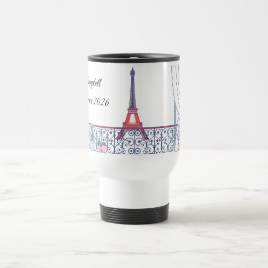 Eiffel Tower Window View Minimalist French Reisebecher (Mittel)
