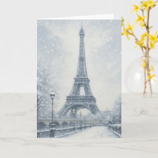 Eiffel Tower Winter Scene Paris Karte (Gelbe Blume)
