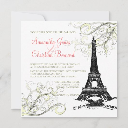 EIFFEL-TOWER+WIRBEL/HINTERGRUND-FARBE EINLADUNG (Rückseite)