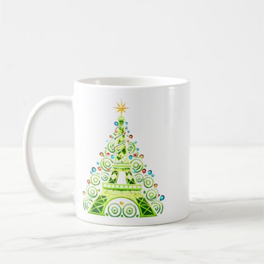 Eiffel Tower Wrapped In Christmas Tree Lights Fren Kaffeetasse (Links)