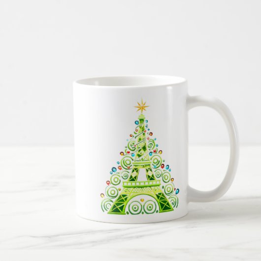 Eiffel Tower Wrapped In Christmas Tree Lights Fren Kaffeetasse (Rechts)