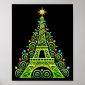 Eiffel Tower Wrapped In Christmas Tree Lights Fren Poster (Vorne)