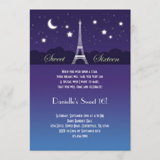 Eiffel-Turm-16. Geburtstag-Einladung Einladung