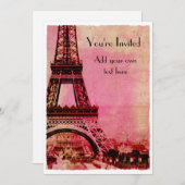 Eiffel-Turm an der Sonnenuntergang-Vintagen Art Einladung (Vorne/Hinten)
