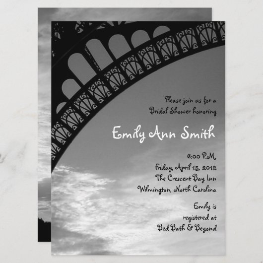 Eiffel-Turm-Brautparty-Einladungen Einladung (Vorne/Hinten)