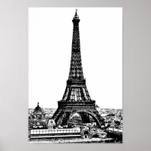 Eiffel-Turm, der 19. Jahrhundert zeichnet Poster