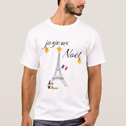 Eiffel-Turm-Flagge von Weihnachten Frankreichs T-Shirt (Vorderseite)