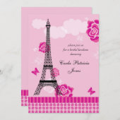 Eiffel-Turm-französische Brautparty-Einladung Einladung (Vorne/Hinten)