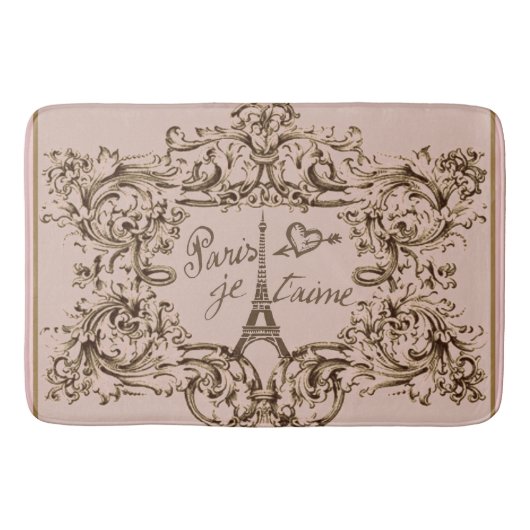 Eiffel-Turm "ich Liebe Paris" "Paris Je taime " Badematte (Vorderseite)