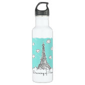 Eiffel-Turm-Illustrations-Name-Wasserflasche Edelstahlflasche (Vorderseite)
