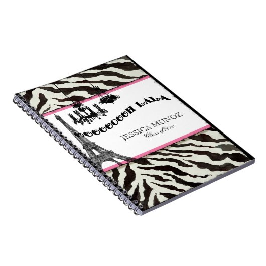 Eiffel-Turm-Leuchterzebra-personalisierte Notizblock (Rechte Seite)