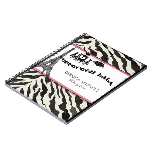 Eiffel-Turm-Leuchterzebra-personalisierte Notizblock (Linke Seite)