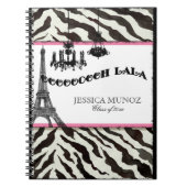 Eiffel-Turm-Leuchterzebra-personalisierte Notizblock (Vorderseite)