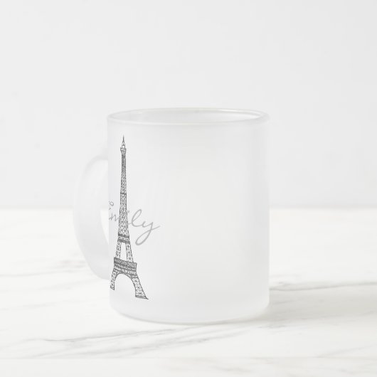 Eiffel-Turm-mattierte GlasTasse Mattglastasse (Vorderseite Links)