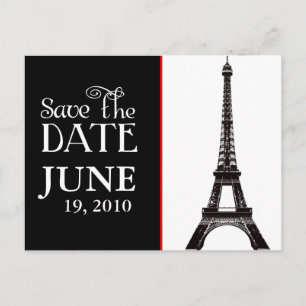 Eiffel-Turm Schwarzweiss Save the Date Ankündigungspostkarte