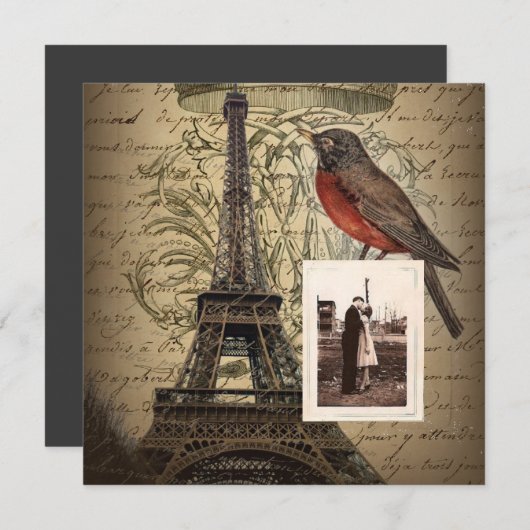 eiffel turm Skripte Jahrgang der Hochzeit Einladung (Vorne/Hinten)