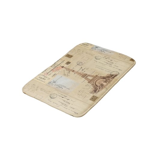 Eiffel-Turm-Vintage französische Badematte (Schrägansicht)