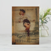 Eiffel-Turmcowgirlland-Brautparty Einladung (Stehend Vorderseite)