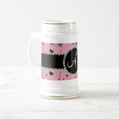 Eiffel-Turmmuster des Monogramms hübsches rosa Bierglas (Vorderseite Links)